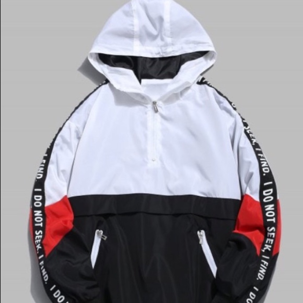 Contrast half zipper hoddie